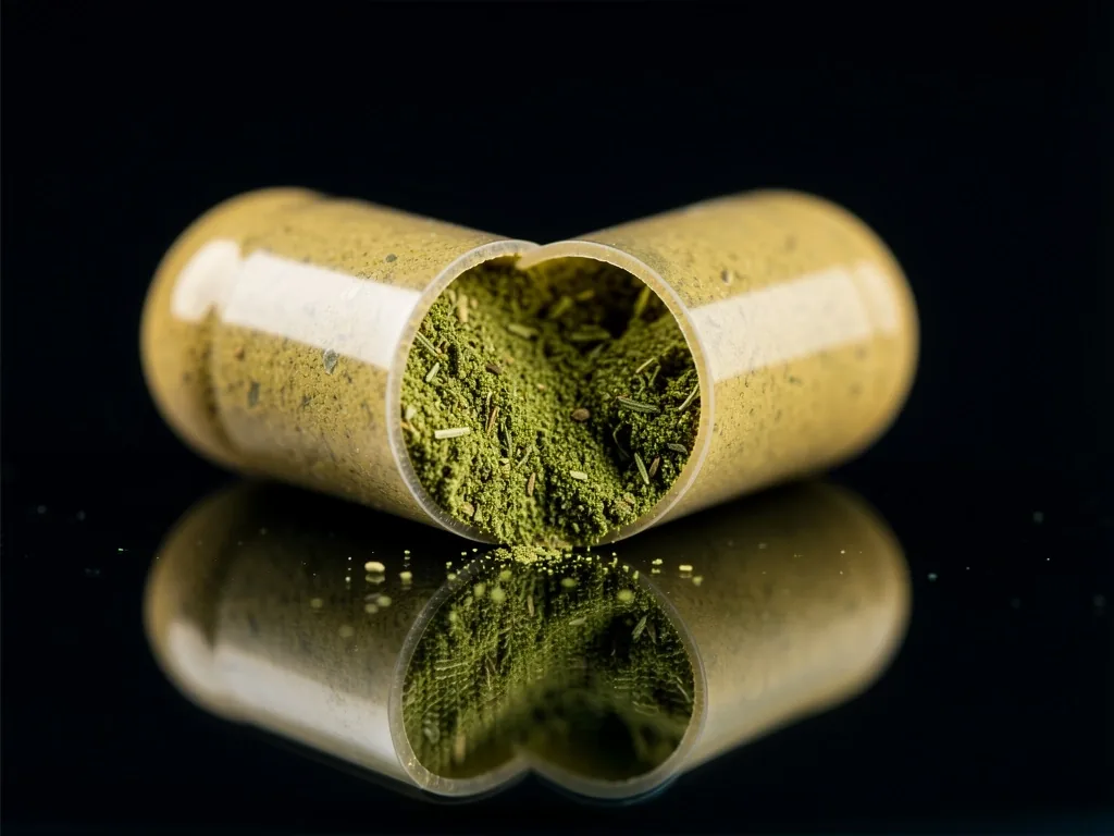 Cross-section of natural supplement capsule
